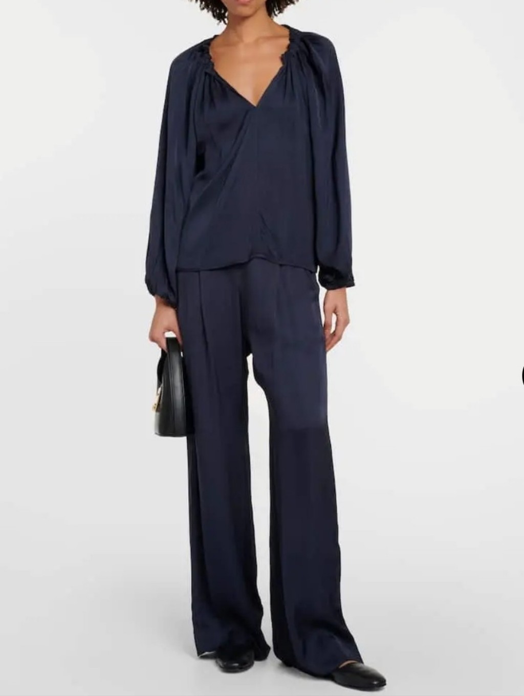 Velvet By Graham & Spencer Deep Navy Livi Satin Wide Leg Pants Small